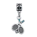 Breloque de raquette de Tennis couleur argent pour femmes pendentif adapté au Bracelet de breloque