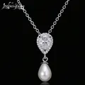 Collier de perles ovales simulées pour femme goutte d'eau romantique bijoux en cristal bijoux de