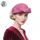 Chapeau Fedoras en laine rose vintage avec voile pour femme bérets gris élégant noir église