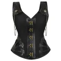 Corset de Chemise à Bretelles Steampunk pour Femme Haut Court Gothique Sexy Fermeture Éclair