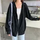 Sweat-shirt surdimensionné à manches longues pour femmes sweats à capuche zippés noirs veste