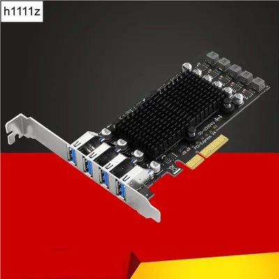 Airies multiplicateur USB PCIE 4 ports PCI E 4X Express vers USB 3.2 Gen2 10G USB 3.2 GEN 2 6