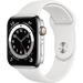 Restored Apple Watch Series 6 GPS + LTE w/ 44MM Stainless Steel Case & White Sport Band (Refurbished)
