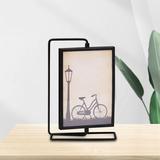 Rotating Photo Frame Decor Metal Bracket Photo Albums Memorial Frame with Glass Front Picture Frame for Tabletop Housewarming Family Love Black 23x15.5cm
