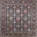 Ahgly Company Indoor Square Mid-Century Modern Burgundy Brown Oriental Area Rugs 8 Square