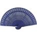 8 Inch Chinese Japanese Folding Fan Original Wooden Hand Flower Bamboo Pocket Fan Decor Party Decoration-Blue