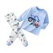 JDEFEG Girls Active Suit Girls Boys Toddler Soft Pajamas Toddler Cartoon Prints Long Sleeve Kid Sleepwear Sets Toddler Girl Pants Polyester Sky Blue 110