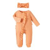 Footed Jumpsuit Ribbed Solid Boys Girls 2PCS Outfits Romper Headband Clothes Baby Set Boys Romper Jumpsuit Toddler Baby Boy Clothes Summer Baby Pajamas Baby Bodysuit Boy Zipper Baby Boy Romper