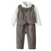 JDEFEG Boys Pajama Sets New Baby Bundle Kids Toddler Baby Boys Autumn Winter Gentlemen Cotton Shirt Vest Long Sleeve Pants Set Clothes 7T S Set Baby Layette Set Cotton Brown 140