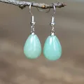 Boucles d'oreilles en pierre naturelle pour femme boucle d'oreille goutte d'eau Aventurine verte