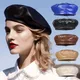Béret en cuir PU pour femme artiste français bonnet de printemps casquette vintage uni chapeaux