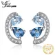 JewelryPalace – boucles d'oreilles en forme de poire pour femme bijoux en topaze bleue en argent