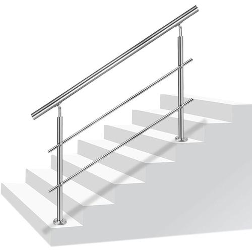 Geländer 180cm Edelstahl Treppengeländer Winkelverstellbar Handläufe mit Kugelring & 2 Pfosten