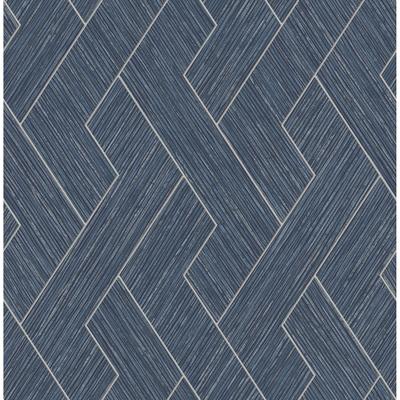 Advantage Ember Indigo Geometric Basketweave Wallpaper