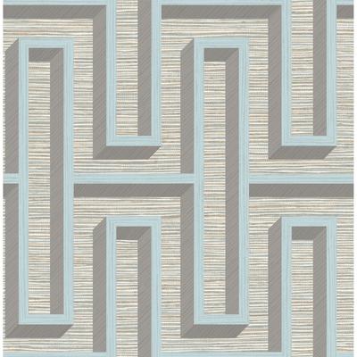 Henley Light Blue Geometric Grasscloth Wallpaper