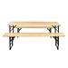 BaytoCare 5.8FT Wood Table and Bench 3PCS Set for Picnic Outdoor Wood Dining Set w/ 2 Wooden Benches