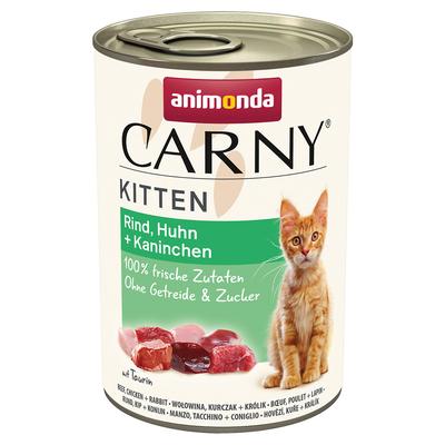 12x400g animonda Carny Kitten Rind, Huhn & Kaninchen Katzenfutter nass