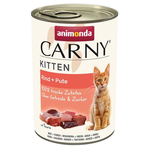 12x400g animonda Carny Kitten Rind & Pute Katzenfutter nass