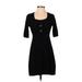 I.N. San Francisco Casual Dress Scoop Neck Short sleeves: Black Print Dresses - Women's Size Small