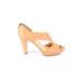 J.Crew Heels: Slip On Chunky Heel Minimalist Tan Print Shoes - Women's Size 8 1/2 - Open Toe