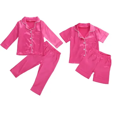 Pyjama en satin à manches courtes pour fille de 1 à 7 ans ensemble de vêtements de nuit à boutons
