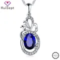 HuiSept-Élégant collier en argent 925 pour femme bijoux avec saphir de forme nar pendentif en