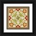 Vess June Erica 20x20 Black Ornate Wood Framed with Double Matting Museum Art Print Titled - Floral Folk Tile III