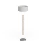 Evelyn&Zoe Contemporary Rustic Oak and Polished Nickel 2-Bulb Floor Lamp