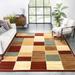 Well Woven Estella Red Geometric Boxes Pattern Area Rug 5x7 (5 3 x 7 3 )