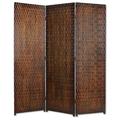 1 x 63 x 72 Brown Wood 3 Panel Screen