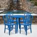 Latitude Run® Scotia 24" Round Metal Indoor-Outdoor Table Set w/ 4 Vertical Slat Back Chairs Metal in Blue | 35.25 W x 35.25 D in | Wayfair