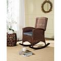 Rosalind Wheeler Nilla Rocking Chair Wicker/Rattan/Fabric in Brown | 40 H x 25 W x 36 D in | Wayfair 561D1B4ABDCA4ED0BEE299F5F815FABB