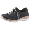 Slip-On Sneaker RIEKER, Damen, Gr. 36, blau (marine), Nubuklederimitat, Textil, sportlich, Schuhe Sneaker, Slipper, Schlupfschuh mit Außenreißverschluss, Topseller