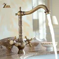 ZGRK robinet de lavabo à double poignées robinets mélangeurs finis en laiton Bronze à Rotation de