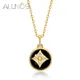 ALLNOEL – collier avec pendentif en Agate noire 9mm en argent Sterling 925 pour femmes en Zircon