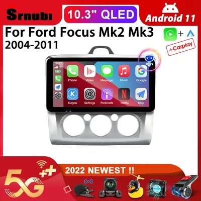 Srnubi-Autoradio Android 10.33 pour Ford Focus 2 3 Exi Stuff AT Mk2 Mk3 11.0-2004 2Din GPS