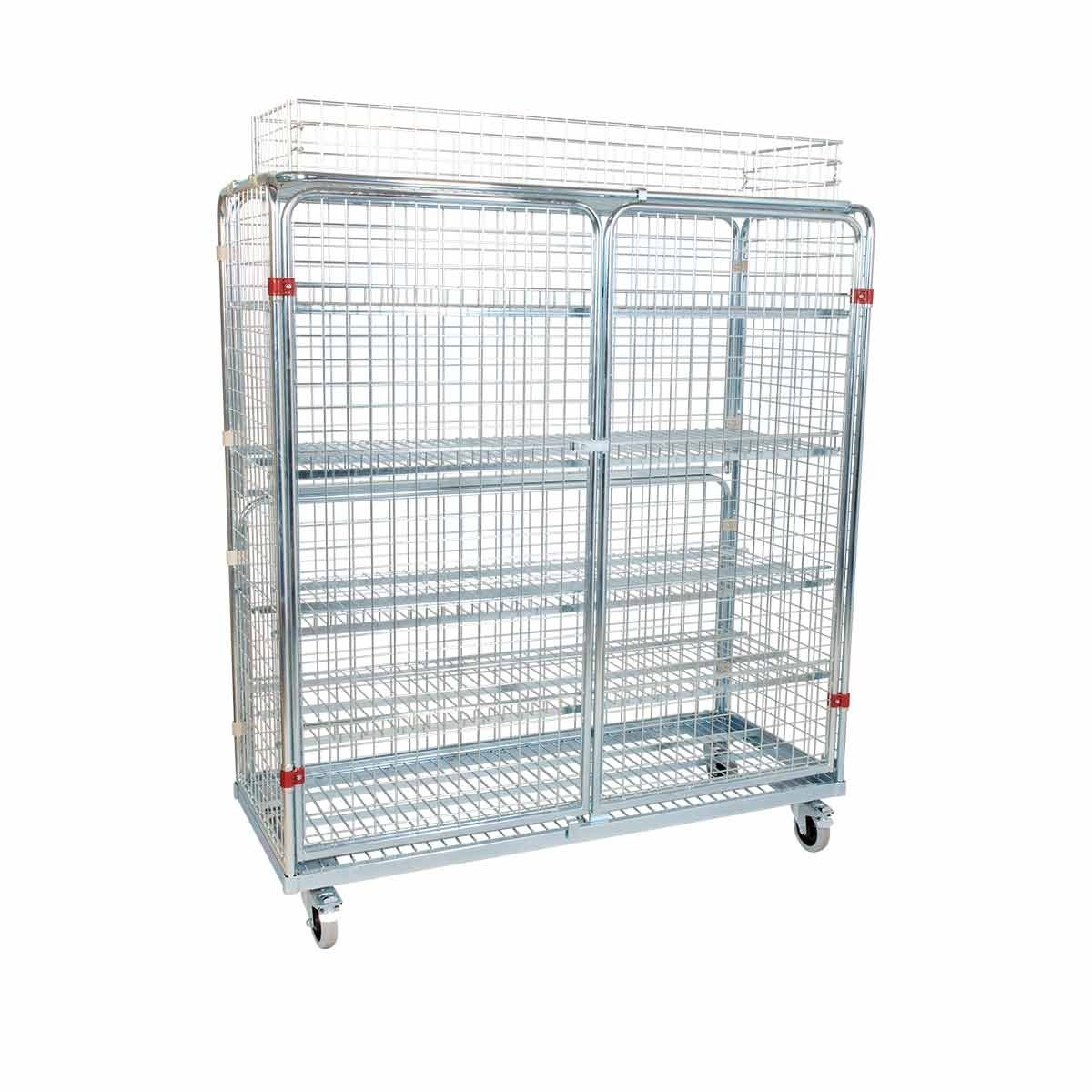 Stahlrollbehälter ADB 1500, 620 x 1500 mm, 5-seitig, mit Korb-Aufsatz, 4 ZWB / AK 40 mm / einlegbar, 2 Flügeltüren, Cr 3 Image