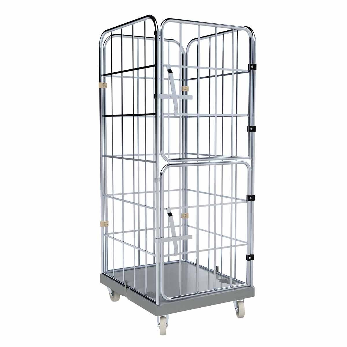 Rollbehälter 1650 KU grau, 724 x 815 mm, 4-seitig, 2 Vorderwände schwenkbar, Cr 3, Ladefläche geschlossen Image