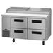 Hoshizaki PR60B-D4 Steelheart Series Steelheart 60" Pizza Prep Table w/ Refrigerated Base, 115v, 1 Section, Stainless Steel