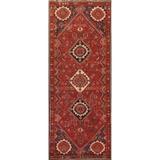 Tribal Red Shiraz Persian Vintage Runner Rug Handmade Wool Carpet - 3'8" x 10'4"