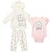 Disney The Aristocats Marie Newborn Baby Boy or Girl Fleece Hoodie Bodysuit and Pants 3 Piece Outfit Set Newborn to Infant