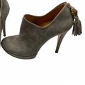 Gucci Shoes | Gucci Betty Suede Bamboo Tassel Ankle Booties 7 | Color: Gray | Size: 7