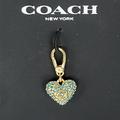 Coach Jewelry | Coach Pave “C” Heart Charm Goldtone And Sky Blue Crystal | Color: Blue/Gold | Size: Os