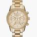 Michael Kors Accessories | Michael Kors Women’s Ritz Stainless Steel Watxh With Crystal Topring | Color: Gold | Size: Os