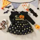 Bandeau d'automne + robe d'halloween pour enfants ensemble pour petites filles de 1 à 4 ans robes