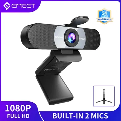 Webcam Full HD 1080P EMEET caméra USB pour réunion Mini caméra PC avec Microphones Angle de 90