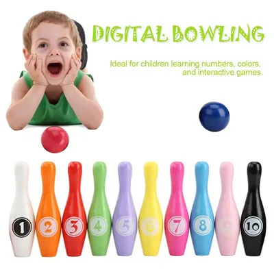 Jeu de bowling numérique en bois pour enfants sports d'intérieur et d'extérieur cadeau pour