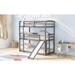 Twin Size Triple Floor Bunk Bed with Adjustable Slide & Ladder, Bedroom Wood BunkBed Frame for 3 Kids Adults, No Box Spring Need