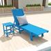 Polytrends Laguna All Weather Poly Pool Outdoor Chaise Lounge - Armless with Square Side Table (2-Piece)