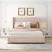 Queen Size Velvet Upholstered Storage Bed, Wood Platform Bed Frame with Wingback Headboard & A Big Drawer, No Box Spring Needed